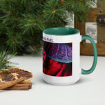 Dad's Christmas Fuel Mug with Red Poinsettia Authentic Macro Photography | White Ceramic with Green Interior | Dishwasher Microwave Safe | 11oz 15oz