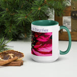 ‘Christmas Brings Us Together’ Mug with Red Poinsettia Authentic Macro Photography | White Ceramic with Green Interior | Dishwasher Microwave Safe | 11oz 15oz