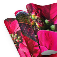 Red Poinsettia Premium Gift Wrap with Authentic Macro Photography | Wrapping Paper 3 Sheets Set | Holiday Botanical Design