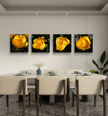 Yellow Roses in Sunlit Canvas Wall Art Square Set of 6 | Authentic Closeup Photography Unframed Prints | Biophilic Home Office Decor