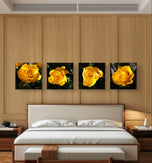 For Rose Lovers - Sunshine Yellow Roses Closeup Photography Square Prints | Unframed Canvas Wall Art Set of 6