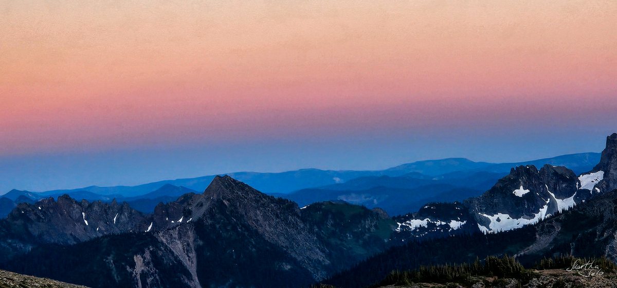 Blue mountain ridges at dusk in Mount Rainier National Park β nature photograph by Martha Solo